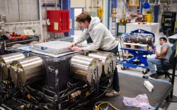 Sandia scientists prepare an inert W80-4 for testing.