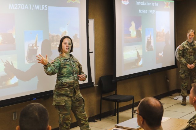 Staff Sgt. Elena Bryan, Alpha Battery, 1st Battalion, 78th Field Artillery, is the first female to be a certified instructor at Fort Sill’s Field Artillery School. Bryan teaches Soldiers High Mobility Artillery Rocket Systems in Fort Sill’s...