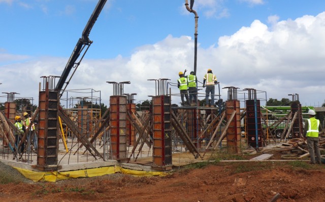 U.S. Army Corps of Engineers Task Force Virgin Islands Puerto Rico (VIPR) continue construction Jan. 26, 2024 for the Fort Buchanan Army Family Housing Replacement and Fort Buchanan Fitness Center Renovation projects.