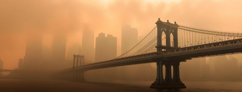 new york cityscape with smog