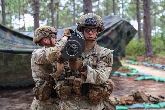 Spc. Mason Breunig, the 2024 Soldier of the Year, practices a functions check on the M136 AT4 Anti-Tank Weapon at the Army Best Squad Competition at Fort Liberty, North Carolina, on Oct. 2, 2024. Breunig, originally from Sauk City, Wisconsin,...