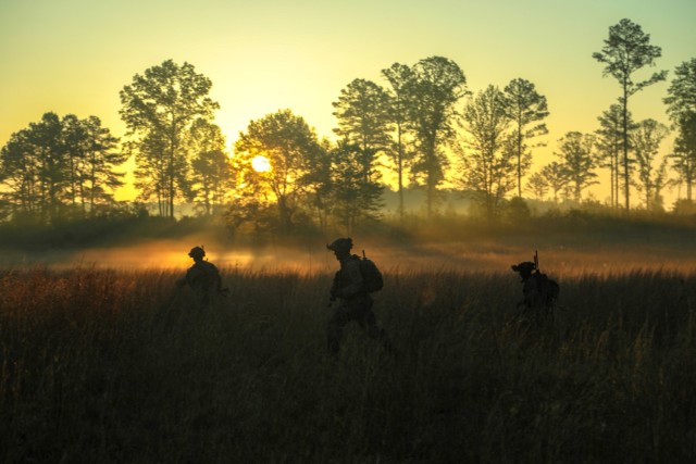 Soldiers from 1st Brigade Combat Team, 101st Airborne Division (Air Assault) act as an opposing force during an engagement with 2nd Brigade Combat Team, 101st Airborne Division (Air Assault), as part of Operation Lethal Eagle 24.1, April 25, 2024,...