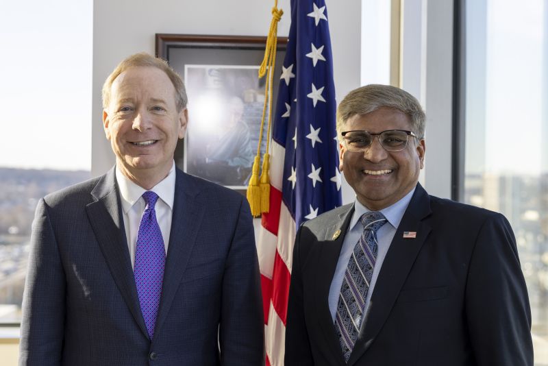 NSF Director Sethuraman Panchanathan meets with Microsoft President Bradford Smith at NSF