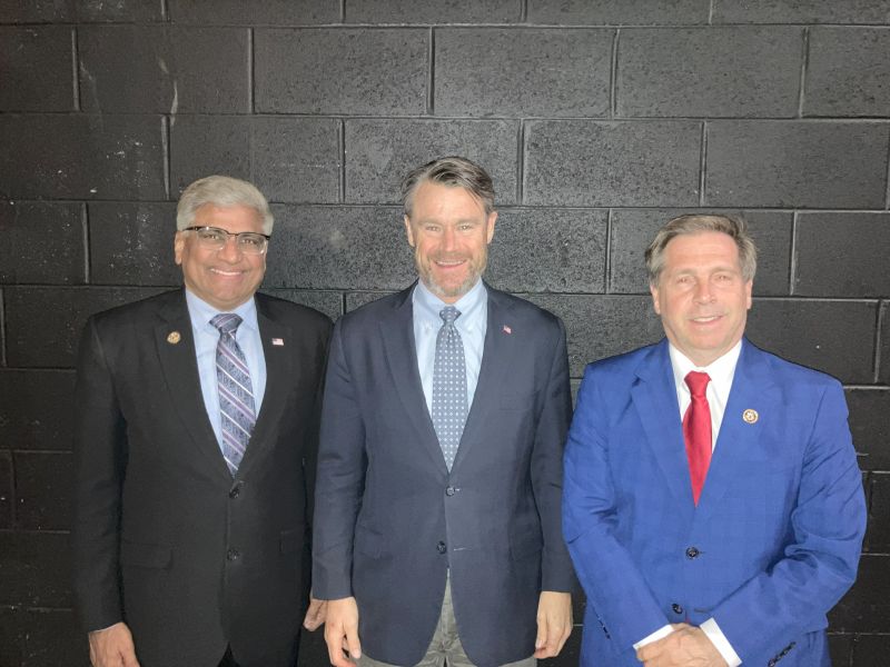 NSF Director Sethuraman Panchanathan meets with Sen. Todd Young (R-IN) and Rep. Chuck Fleischmann (R-TN) at the “ROADMAP Summit” in Washington, D.C., on Dec. 3, 2024